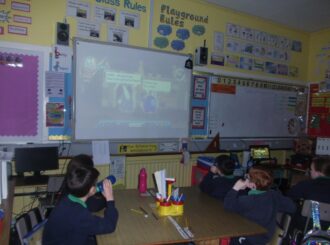 P5 watching a video on looking after their Identity