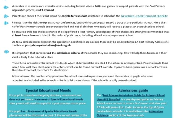 Transfer to Post-Primary School